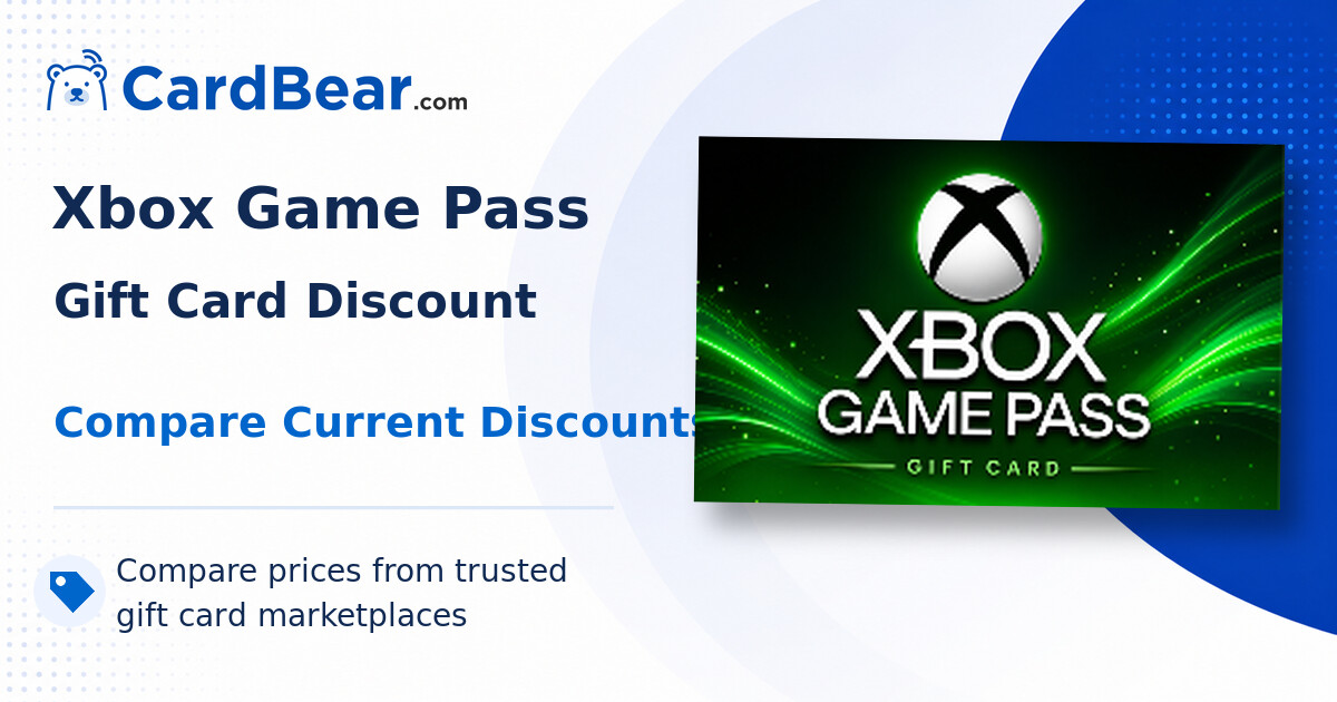 Xbox Game Pass Gift Card Discounts & Price Comparison | CardBear