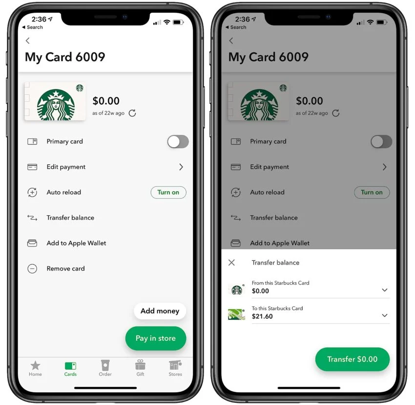 Starbucks Gift Card Balance Transfer